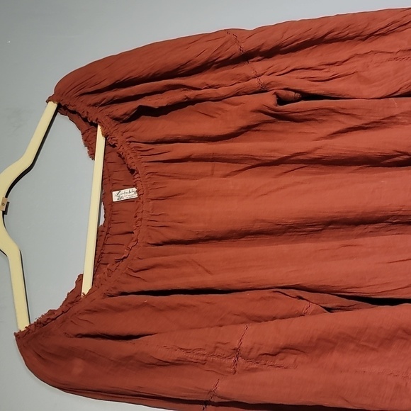 Free People Intimately Boho Rust Long Sleeve Off Shoulder Bodysuit Blouse - Picture 4 of 13